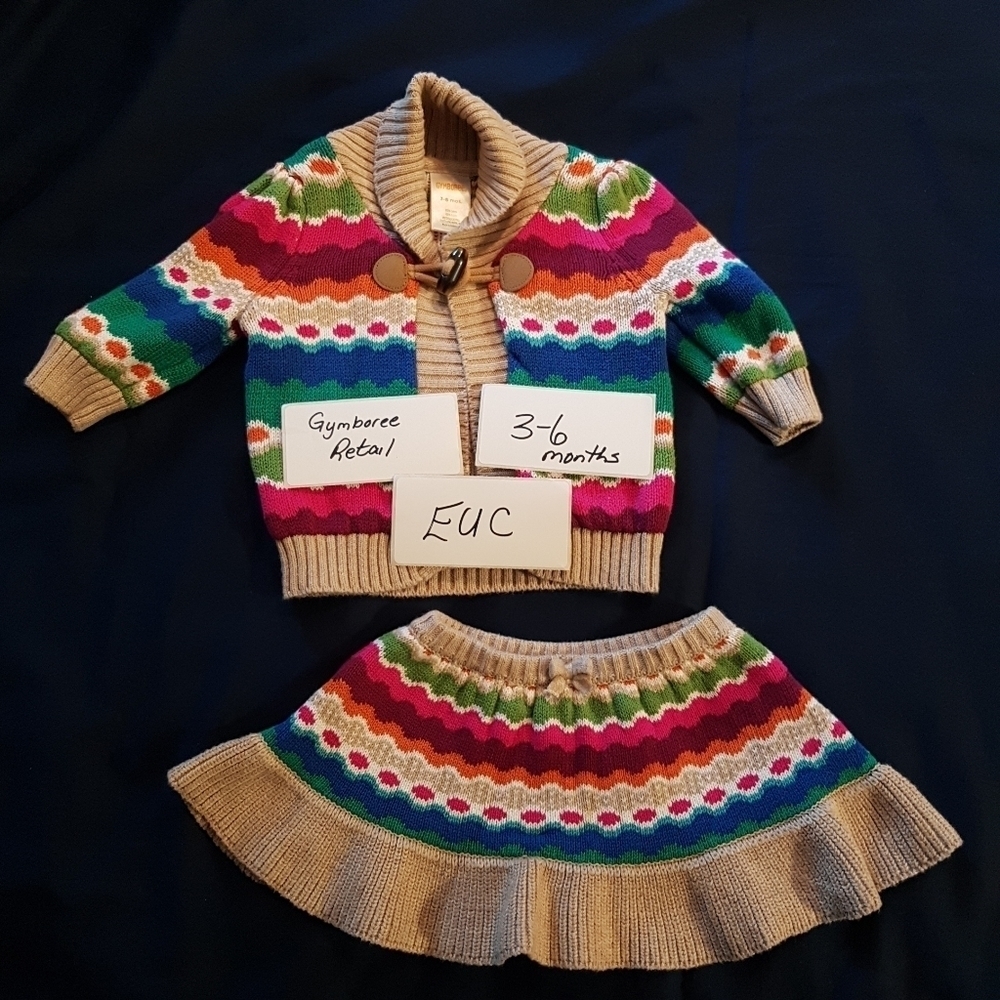Gymboree girls 3-6 months knit sweater & skirt EUC